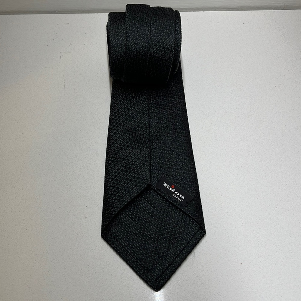 Kiton black textured tie